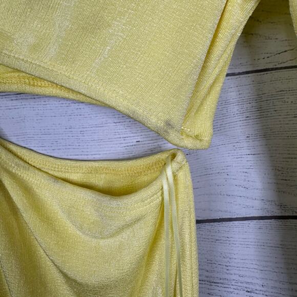Lioness Urban Outfitters Womens size Large Bodyguard Mini Dress Cutout Yellow - Picture 9 of 12